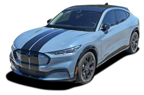 MACH-E RALLY - Ford Mustang Mach-E Racing Stripes Mach E Style Hood Rally Decals Vinyl Graphics Kit fits 2021, 2022, 2023, 2024, 2025, 2026 (M-PDS-9016)