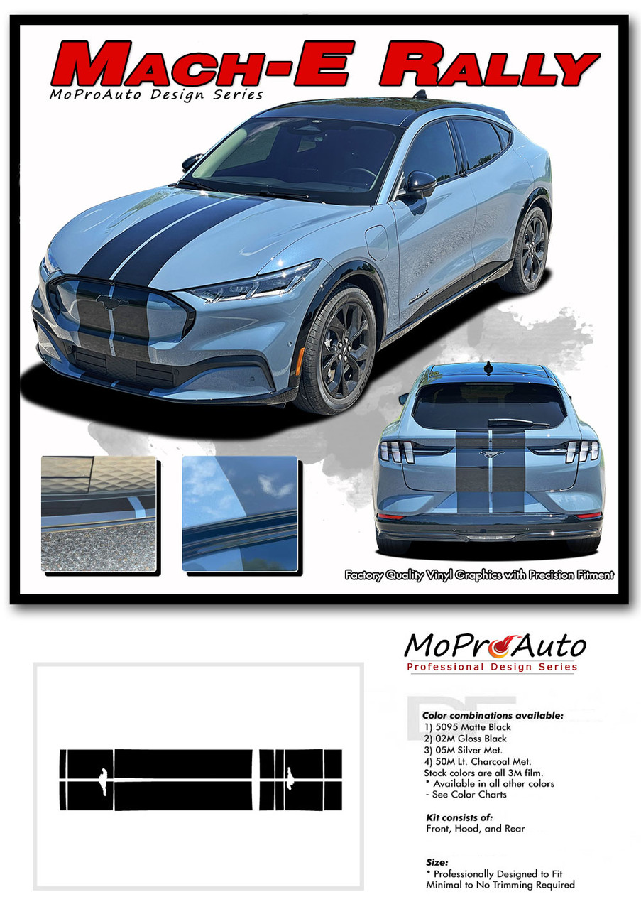 22-inch Hood Racing Stripes Graphics Decal Kit – Fits Any Ford Mustang, Oracal Outdoor Vinyl