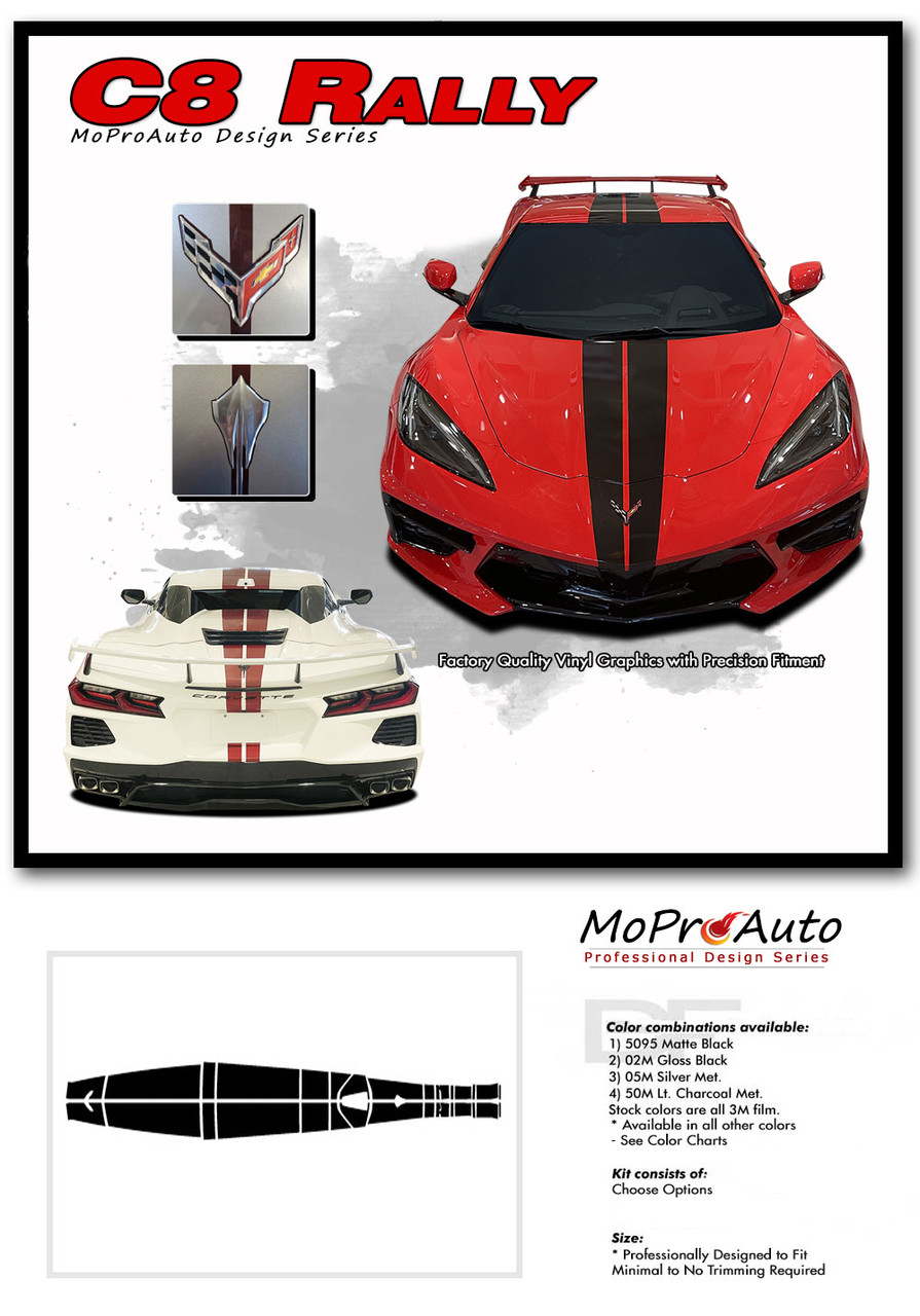 Chevy Corvette C8 Vinyl Graphics Stripes Striping and Decal Kits for 2020 2021 2022 2023 2024 Models
