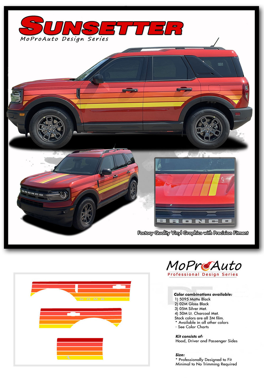 2021 2022 2023 2024 Ford Bronco SUNSETTERS Vinyl Graphics and Decals Kit - MoProAuto Pro Design Series