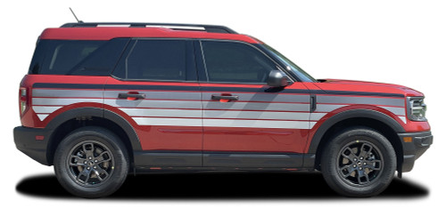 SUNSETTER MONO - Ford Bronco Sport Side Body Door Vinyl Graphics with Hood Stripes Decals Kit for 2021-2026 (M-PDS-9126-02)