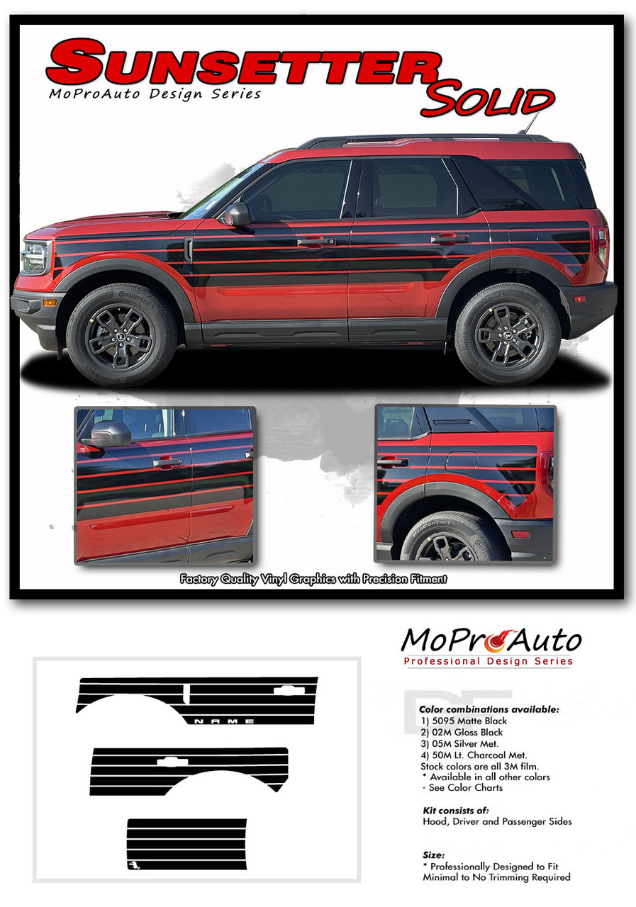 2021 2022 2023 2024 Ford Bronco SUNSETTERS Vinyl Graphics and Decals Kit - MoProAuto Pro Design Series