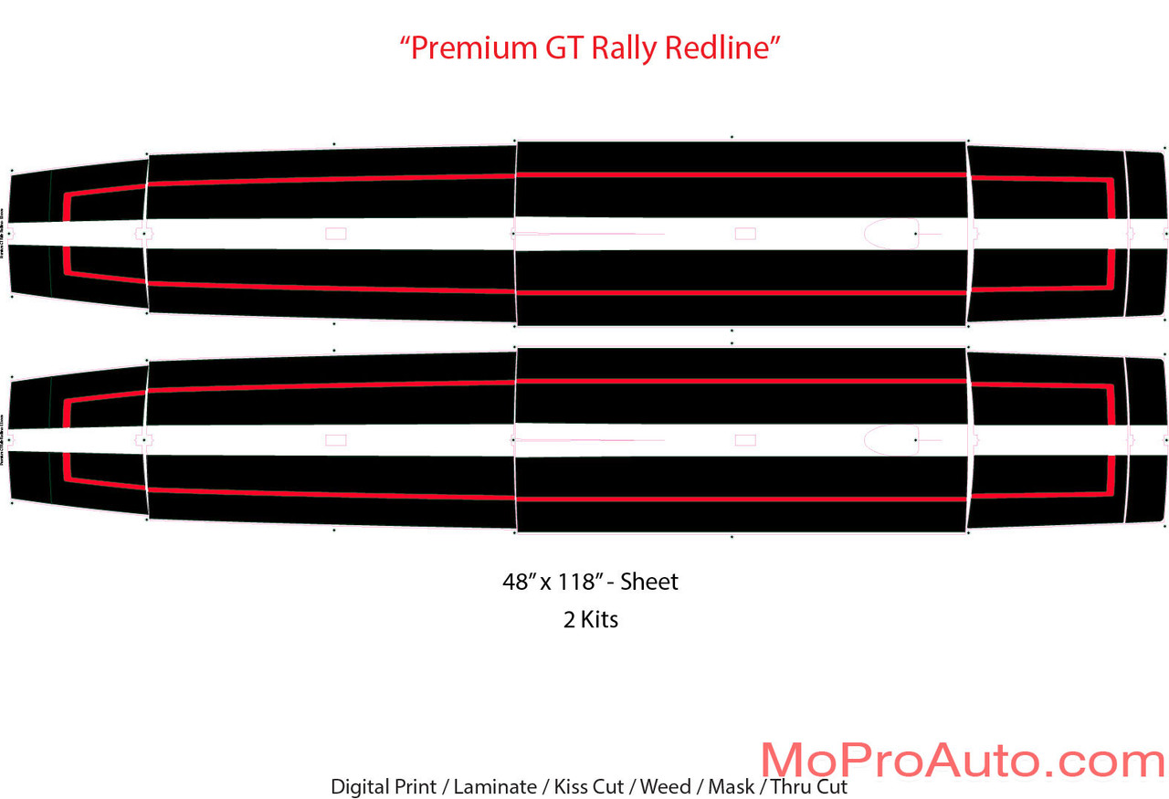 2024 2025 Mustang PREMIUM GT RALLY REDLINE OEM Style Racing Stripes for Ford Mustang GT - MoProAuto Pro Design Series Vinyl Graphics, Stripes and Decals Kit
