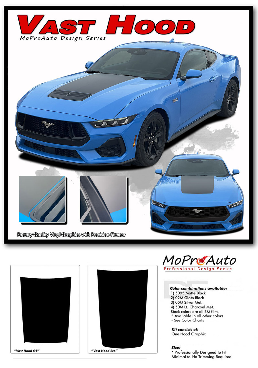 2024 2025 VAST HOOD OEM Style Hood Stripes for Ford Mustang GT and Ecoboost - MoProAuto Pro Design Series Vinyl Graphics, Stripes and Decals Kit