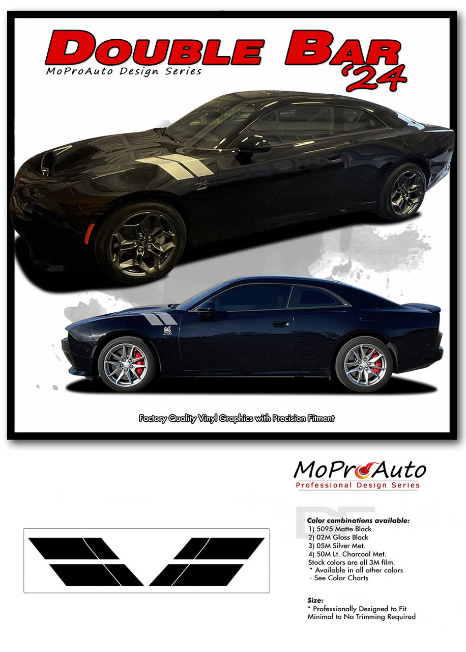 2024, 2025, 2026 Dodge Charger DOUBLE BAR 2 Hash Marks 2 Vinyl Graphics, Stripes and Decals Set