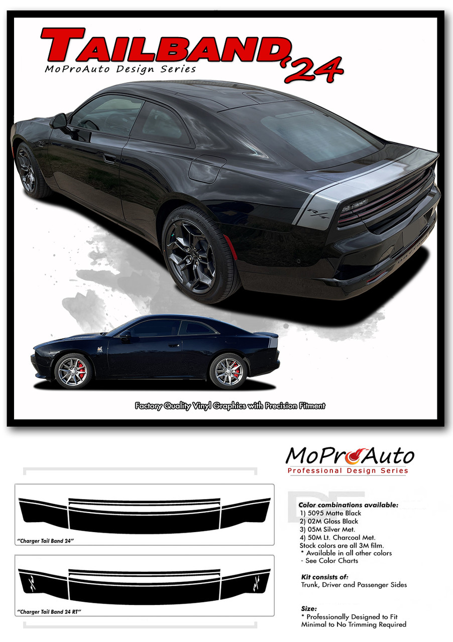 2024-2026 CHARGER TAILBAND 24 : Dodge Charger R/T RT Scat Pack Style Center Decklid Trunk Vinyl Graphic Decals and Stripe Kit