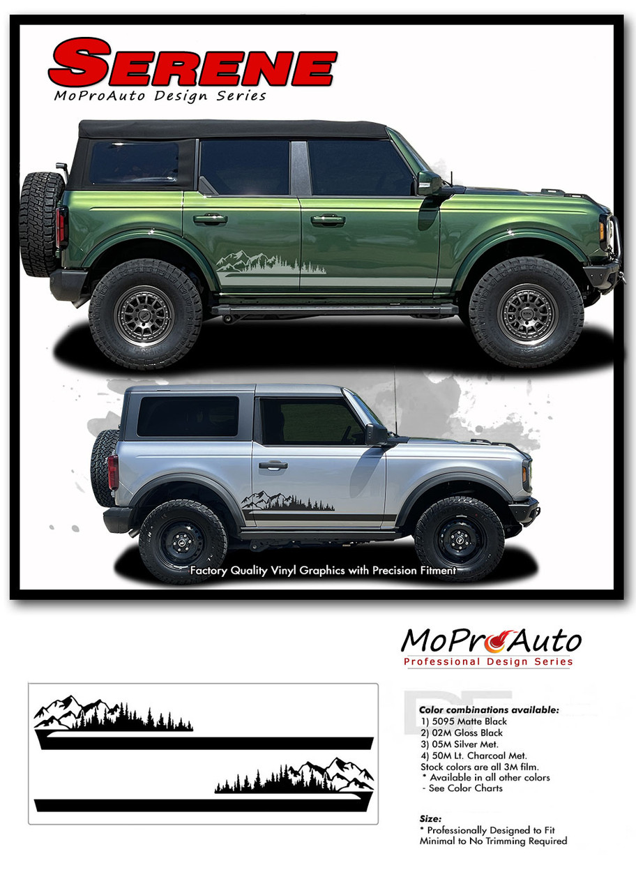 2021, 2022, 2023, 2024, 2025, 2026 Ford Bronco SERENE Side Vinyl Graphics and Decals Kit - MoProAuto Pro Design Series