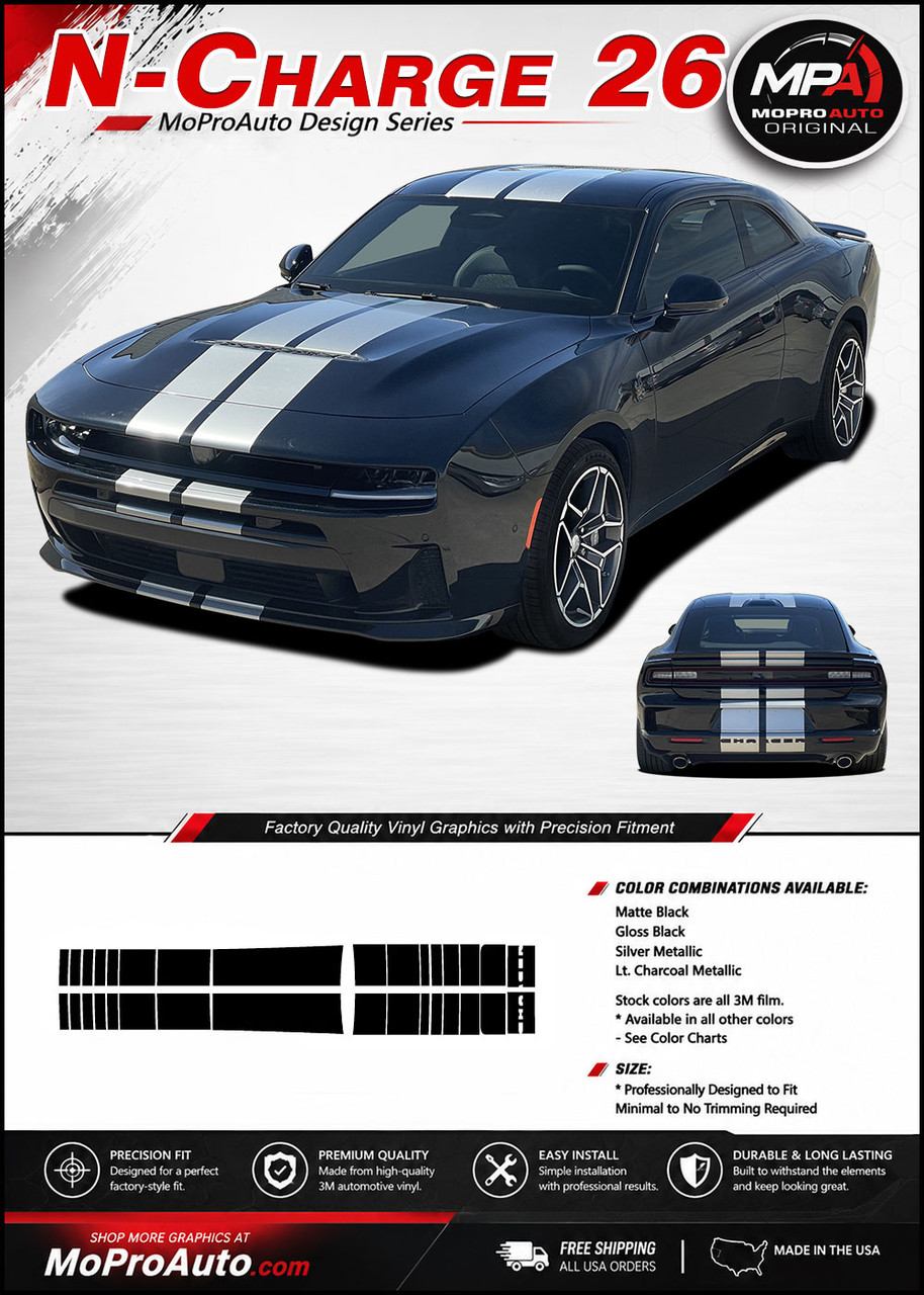 2026, 2027 Rally Racing Stripes Dodge Charger Vinyl Graphics, Striping and Decals Set