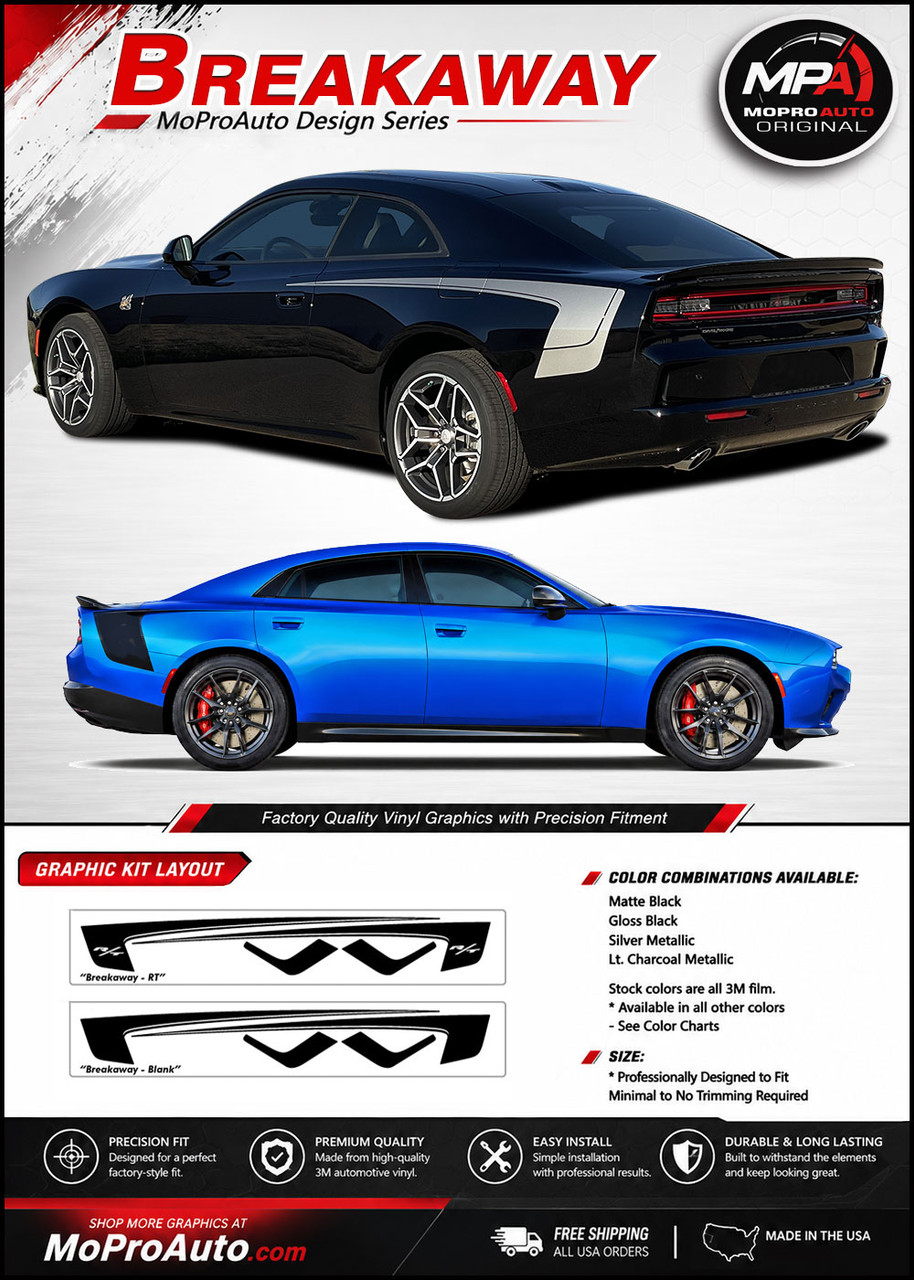 2024-2027 CHARGER BREAKAWAY : Dodge Charger Rear Fender Side Body Decklid Trunk Vinyl Graphic Decals and Stripe Kit