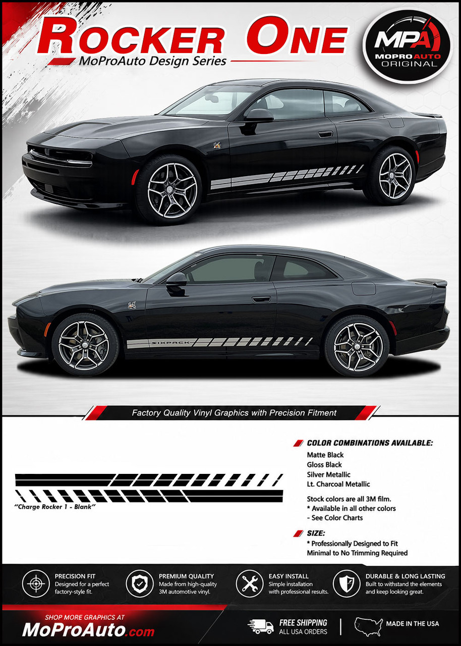 2024-2027 CHARGER ROCKER ONE : Dodge Charger Lower Rocker Panel Side Door Vinyl Graphic Decals and Stripe Kit