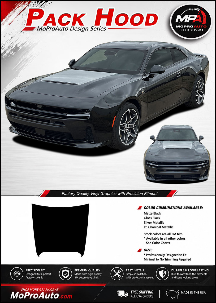 2024-2027 CHARGER PACK HOOD : Dodge Charger OEM Style SixPack Hood Vinyl Graphic Decals and Stripe Kit