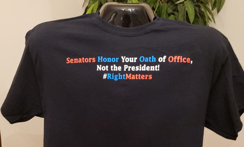 Honor Your Oath of Office Tees, sizes Large to 3 XL. T Shirt Color: Black ,100% Cotton. Iten # OOO

These Tees symbolizes how are Senators are not honoring our not honoring their Oath of Office and are working with partisan politics in the impeachment Trial.

No Witnesses, will be called due to the Senate Vote. 

Also a portion of the proceeds will be given to the Children of the Flint Water Crisis. For each Oath of Office T Shirt Sold, $1.00 will be donated to the Flint Child Health and Development Fund.