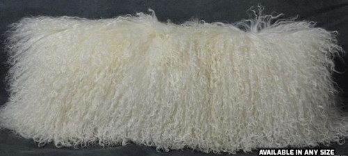 Mongolian lamb Natural white Fur lumbar Pillow made in usa Tibet cushion