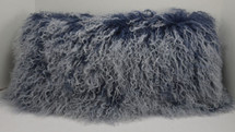 Mongolian Lamb Pillow Indigo blue Sheepskin Fur Pillow cushion New made in  USA