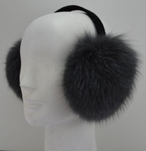 Real  Fox Fur Earmuffs dyed Grey New Made in the USA gray