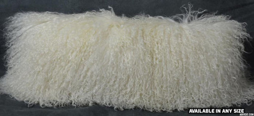 Mongolian wool pillow Natural white  Real Tibet Fur Cushion made in USA