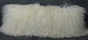 Mongolian lamb Natural white Fur Pillow Real Genuine Wool made in USA Tibet cushion