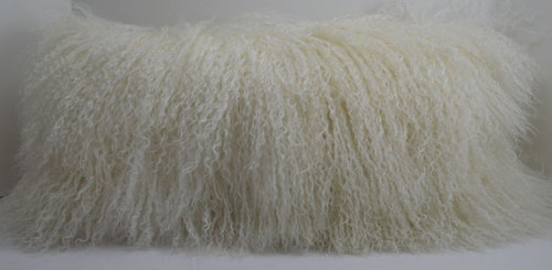 Real  White Mongolian Tibetan Lamb Fur  Pillow  tibet cushion creamy off white