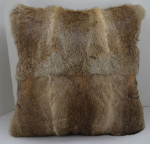 Rabbit Fur Pillow 18x18 Natural brown New made in USA fur cushion