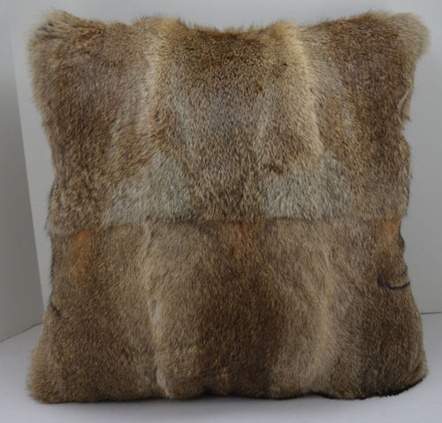 Rabbit Fur Pillow 18x18 Natural brown New made in USA fur cushion