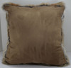 Rabbit Fur Pillow 18x18 Natural brown New made in USA fur cushion faux suede back