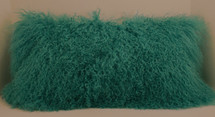 Real Turquoise Mongolian lamb fur  pillow  sheepskin