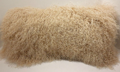 Mongolian lamb fur Pillow Beige New cushion  USA
