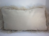 Mongolian lamb fur Pillow Beige New cushion  USA faux suede back