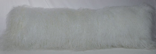 Bleached White Mongolian Lamb Fur Pillow  12x40 Tibetan USA made cushion tibet