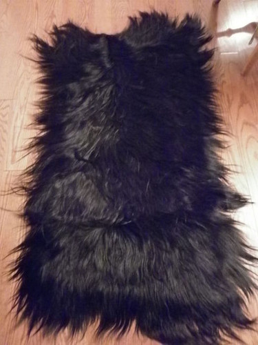 Real Genuine Black Goat Fur Chaps Rug  Plate Throw New Authentic Fur