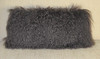 Real Dark Gray Mongolian Grey Tibetan Lamb Fur Pillow made in USA Tibet cushion faux suede back