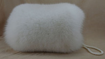 Real White Fox Fur Handmuff New made in usa. Hand muff down satin lining