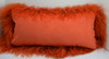 Real Tangerine Orange MongolianTibetan Lamb Fur Pillow New made in USA cushion faux suede back