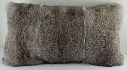 Real Natural Grey Long Hair Rabbit Fur  Pillow New made in USA gray cushion