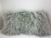 Real Mongolian Tibetan Lamb Fur Gray  Snowtop Pillow  made in USA Tibet cushion