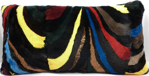 Real Mink Fur Sections Pillow sheared multicolor genuine authentic
