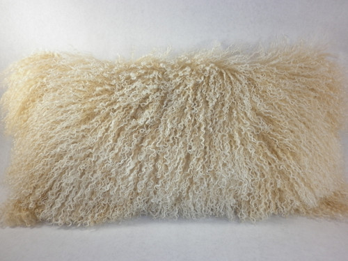 Mongolian Lamb Fur beige 2 tone  real genuine Pillow New cushion  USA