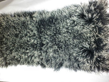 Real Genuine Mongolian Tibet Dyed Black 2 tone Lamb Fur Rug  PlateThrow New Wool