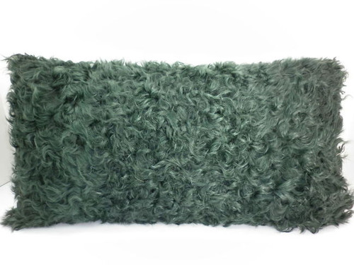 Real Genuine Kalgan Lamb Fur Forest Green Pillow New  made in USA cushion