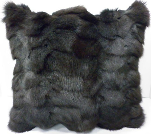 Real genuine dyed Gray Fox Sections Fur Pillow New  made in USA grey  cushion
