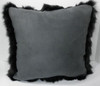 Real genuine dyed Gray Fox Sections Fur Pillow New  made in USA grey  cushion faux suede back