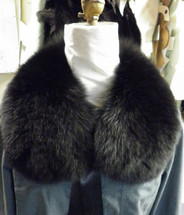 Real Dyed Black Fox Fur Club Collar  with Ribbon Detachable made in the USA New