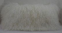 Real Bleached White Mongolian 12 x 24 Lamb Fur Pillow made in USA Tibet cushion