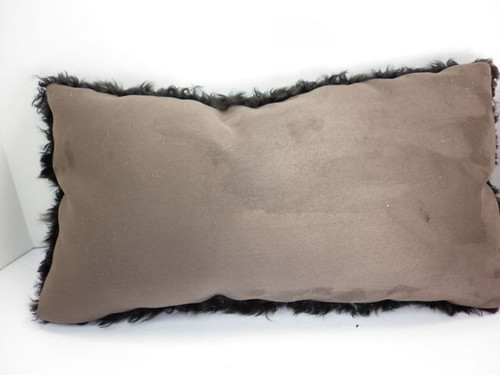 Real  Kalgan Lamb Fur Dyed Brown  Pillow New made in USA faux suede back