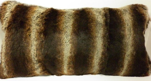 Real  Dyed Brown Chinchilla Sheared Rabbit Fur Pillow  made in USA  cushion Genuine