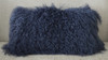 Mongolian Tibetan Lamb Dark Blue Navy Fur Pillow New made in USA Real Tibet cushion