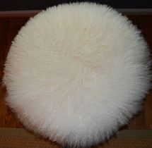 Round Mongolian lamb pillow Natural White 18 "Fur Pillow