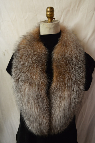 Real Crystal Fox Fur Collar Detachable New genuine made in the USA 44" neckline