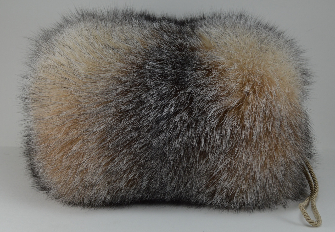 Real Crystal Fox Fur Hand Muff New Made In Usa Handmuff Down Satin Lining Rrfurs