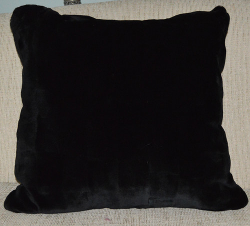 Real Mink Fur Pillow Black Sheared Sections